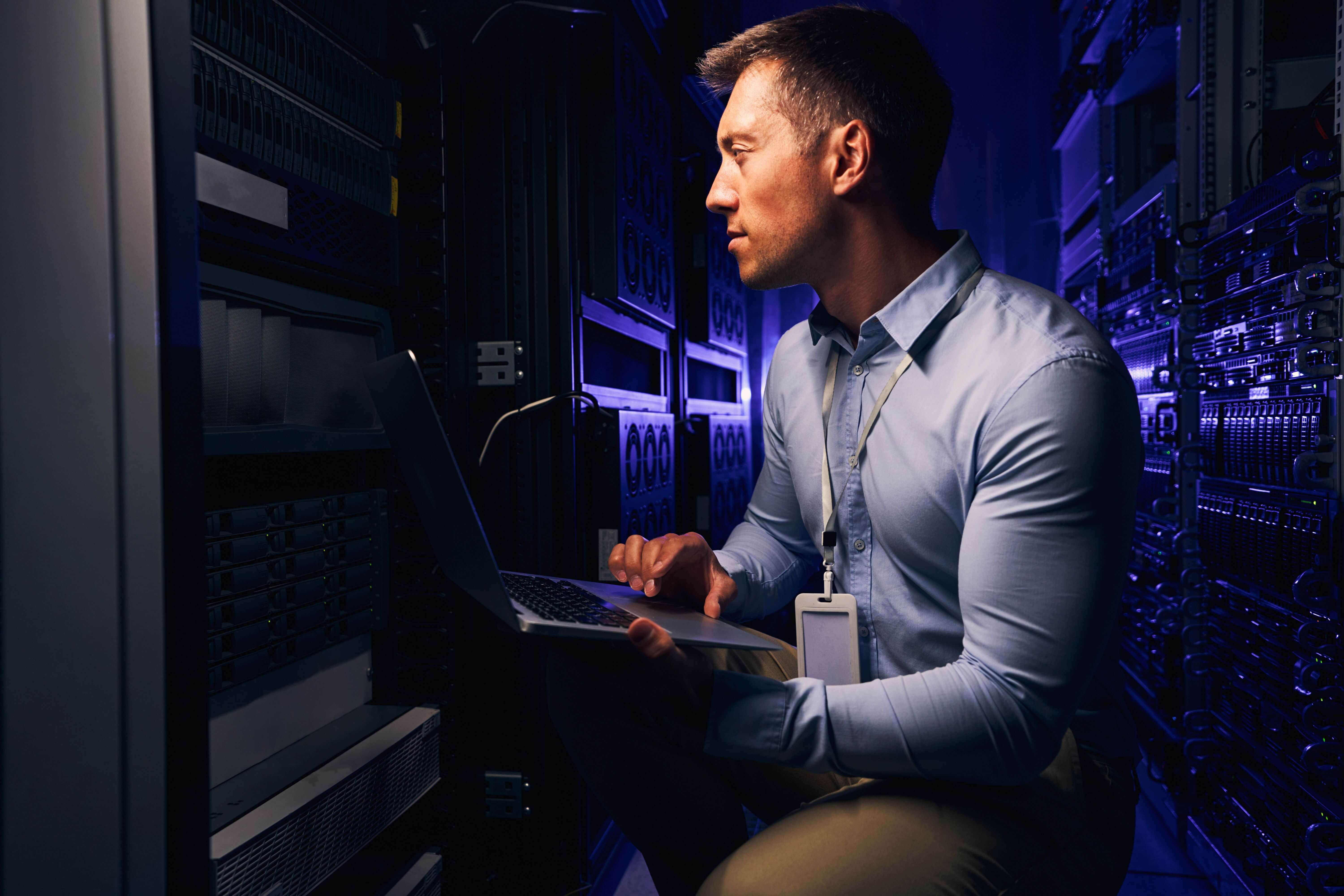IT technician working on a network.