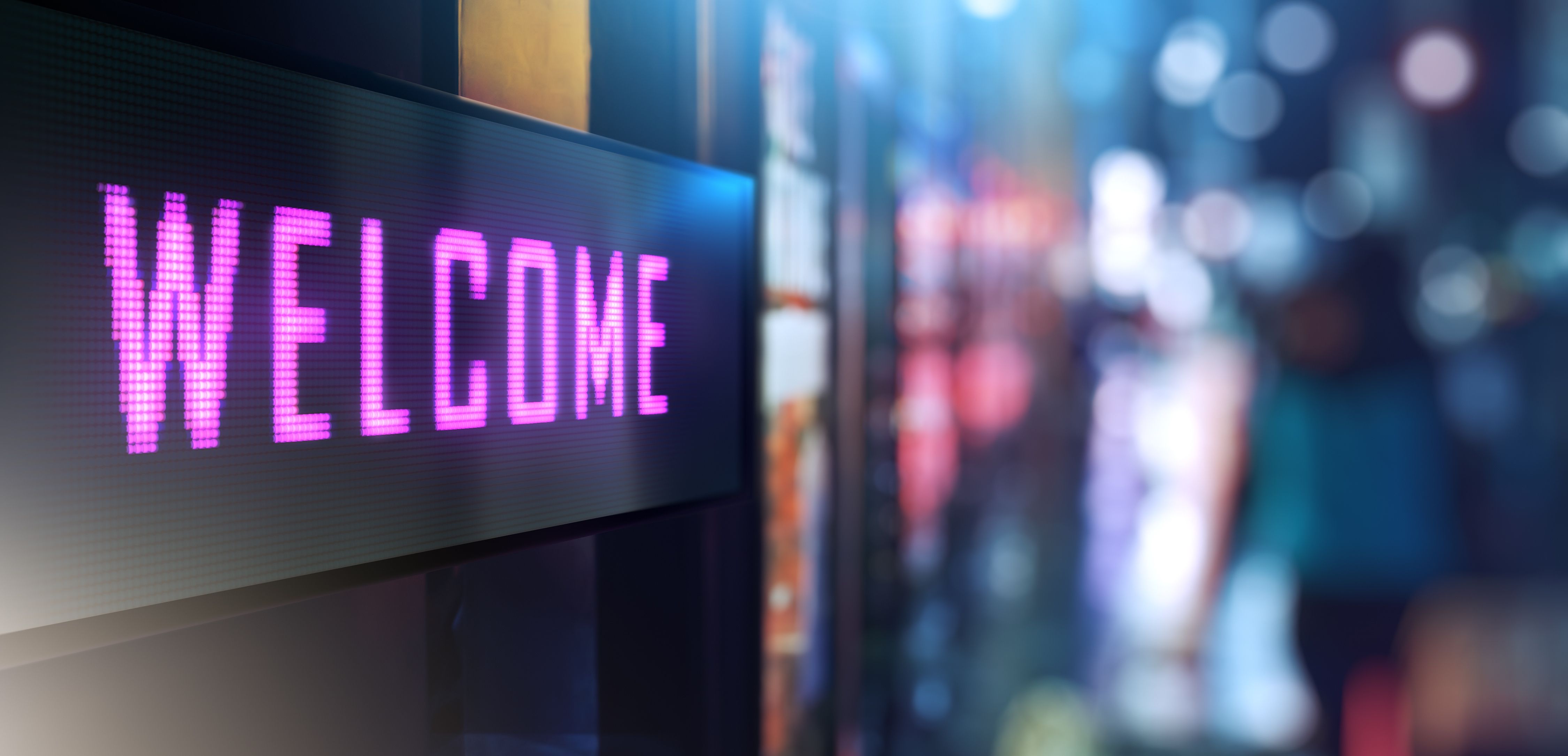 Digital signage of a welcome sign.