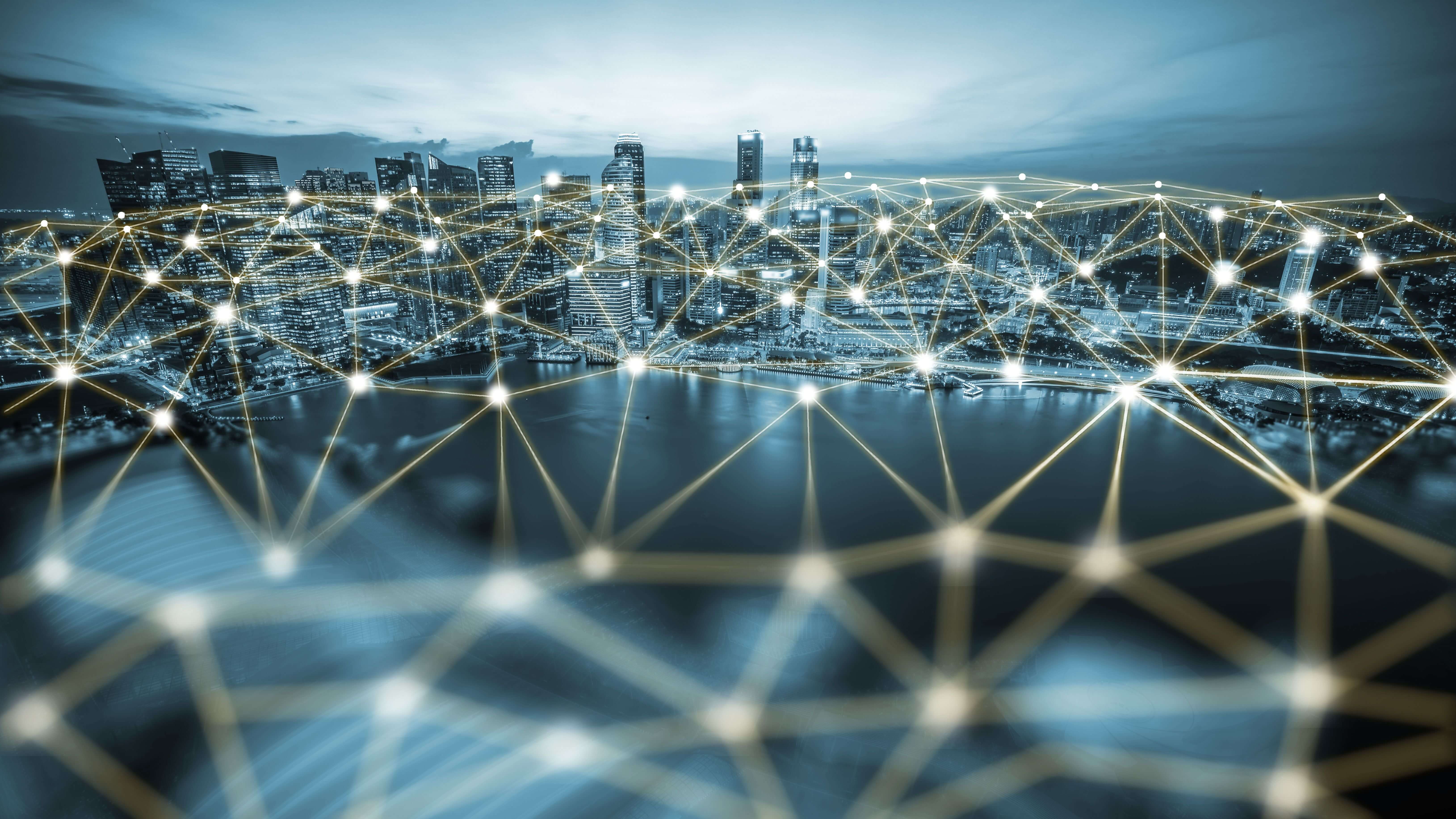 Telecom connections within a city.